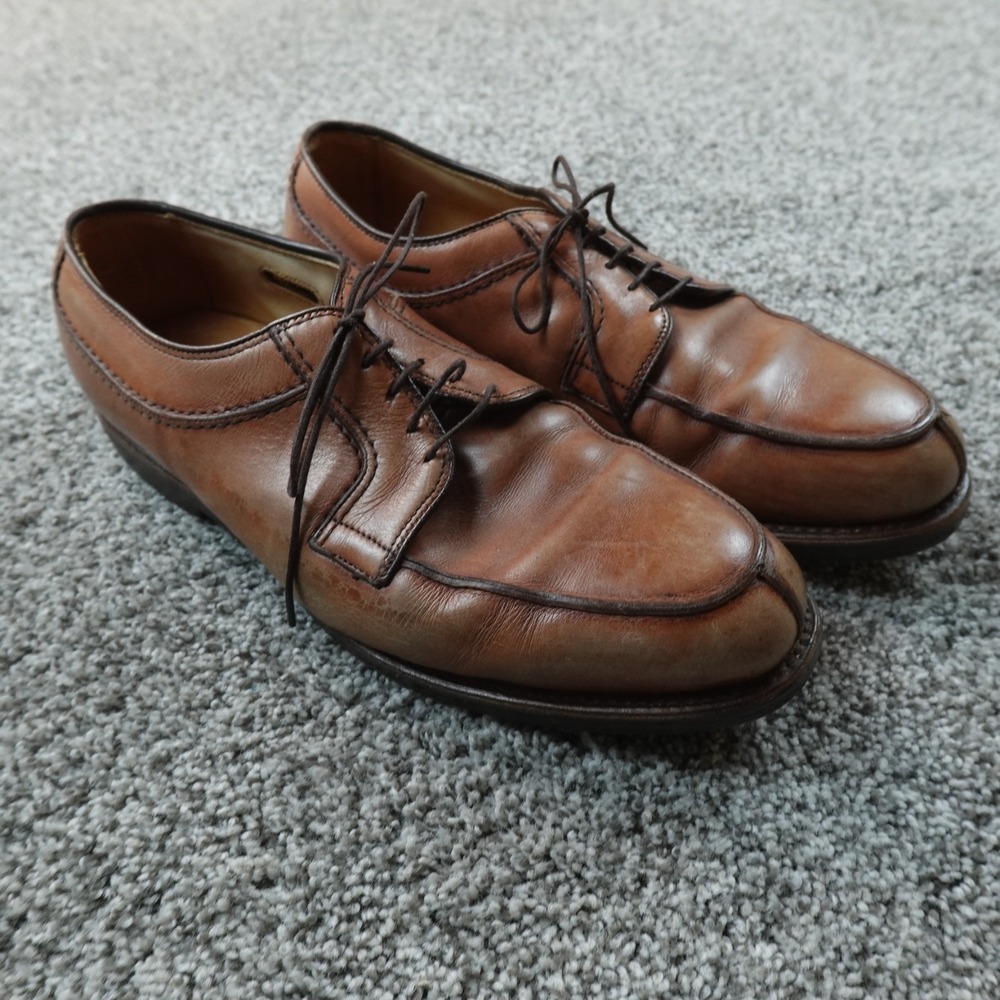 Allen Edmonds Becker Shoes Mens 10D Brown Burnished Cap Toe Pebble‎ Calf Oxford